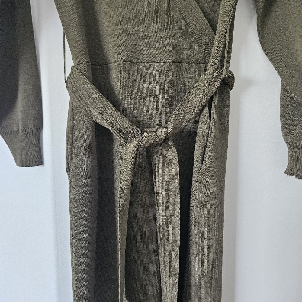 Smash + Tess Green Wrap Bishop Sleeve Dress - Picture 2 of 8